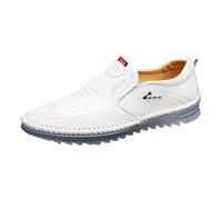 Loafers Mens Slip On Leather Loafer Shoes Breathable Business Dress Shoes Non Slip Casual Walking Shoes Ligthweight Flat Boat Shoe Comfortable Soft Sole Cushion Orthopedic Shoe With Arch Support