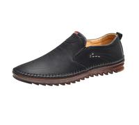 Loafers Mens Slip On Leather Loafer Shoes Breathable Business Dress Shoes Non Slip Casual Walking Shoes Ligthweight Flat Boat Shoe Comfortable Soft Sole Cushion Orthopedic Shoe With Arch Support