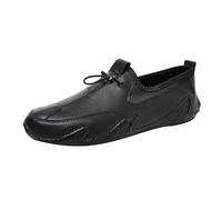 Loafers Shoes for Men, Non Slip Lightweight Walking Shoe Solid Color Flat Bottom Skin Shoes Casual Sneaker Outdoor Driving Footwear Waterproof Trekking Shoe Fashionable Walking Footwear Black