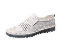 Loafers Shoes for Men, Slip-On Plus-Size Leather Shoe Comfortable Non Slip Soft Sole Casual Walking Shoes Vintage Hand-Stitched Work Shoe Size 6