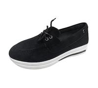 Loafers Shoes for Women Casual Knit Lace-Up Chunky Platform Shoes Ladies Slip-On Walking Shoes Casual Work Office Comfort Shoes Fashion Solid Color Driving Shoes Indoor Outdoor Shoes Black