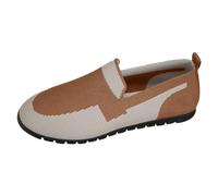 Loafers Shoes for Women Ladies Colour Blocking Round Head Mesh Breathable Shallow Mouth Flat Bottom Casual Comfortable Big Size Shoes Casual Brown