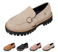 Loafers Shoes for Women,Orthopedic Platform Loafers for Women Slip-On Suede Leather with Arch Support Comfort Low Top Lightweight Platform Business Office Work School Shoes