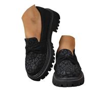 Loafers Shoes for Women,Orthopedic Platform Loafers,Women's Loafer & Moccasins,Leather Bow Platform Comfortable Chunky Lug Sole Slip on Dressy Business Shoes Round Toe Office Walking Footwear B Black