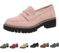 Loafers Shoes for Women Orthopedic Platform Slip-On Loafers Comfort Low Top Suede Leather Loafers Round Toe Walking Shoe