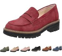 Loafers Shoes for Women Orthopedic Platform Slip-On Loafers Comfort Low Top Suede Leather Loafers Round Toe Walking Shoe