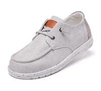 Loafers Shoes for Women Trainers Flat Barefoot Slip On Canvas Walking Orthopedic Arch Support Memory Foam Comfort Lightweight Casual Moccasins Light Grey UK 7