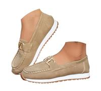 Loafers Shoes for Women,Women's Loafers & Moccasins,Ladies Casual Slip-On Orthopedic Leather Wedge Loafer Comfort Low Top Leather Shoe Lightweight Platform Round Toe Business Work Shoe