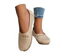 Loafers Shoes for Women,Women's Loafers & Moccasins,Ladies Casual Slip-On Orthopedic Leather Wedge Loafer Comfort Low Top Leather Shoe Lightweight Platform Round Toe Business Work Shoe