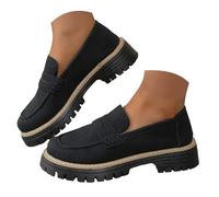 Loafers Shoes for Womens Platform Chunky Penny Loafer Lug Sole Comfortable Slip On Work Office Business Casual Dress Shoes Black