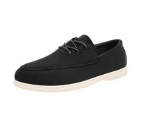 Loafers Sneakers for Men, Lightweight Hiking Shoes Slip-On Casual Shoe Formal Work Shoes with Drawstring Comfort Breathable Walkingschuhe Casual Solid Color Schnürschuh Driving Shoe Black