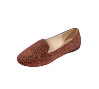 Loafers Women Embellished Soft Soled Flat Loafers Round Toe Comfortable Button Flat Shoes Closed Toe Slip On Shoes for Ladies Spring Summer Outdoor Office Work Daily Wear 3.5-7.5 Brown