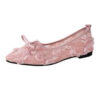 Loafers Women Lace-Up Bowknot Sweet Soft-Soled Pointed Toe Loafers Spring Summer Outdoor Comfortable Closed-Toe Elegant Lace Flat Slip On Ladies Shoes Dressy Work Business Casual Shoes Size 3.5-7.5