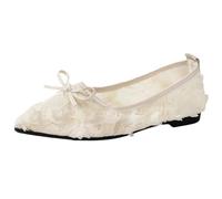 Loafers Women Lace-Up Bowknot Sweet Soft-Soled Pointed Toe Loafers Spring Summer Outdoor Comfortable Closed-Toe Elegant Lace Flat Slip On Ladies Shoes Dressy Work Business Casual Shoes Size 3.5-7.5