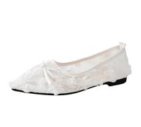 Loafers Women Lace-Up Bowknot Sweet Soft-Soled Pointed Toe Loafers Spring Summer Outdoor Comfortable Closed-Toe Elegant Lace Flat Slip On Ladies Shoes Dressy Work Business Casual Shoes Size 3.5-7.5