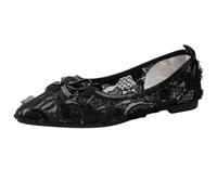 Loafers Women Lace-Up Bowknot Sweet Soft-Soled Pointed Toe Loafers Spring Summer Outdoor Comfortable Closed-Toe Elegant Lace Flat Slip On Ladies Shoes Dressy Work Business Casual Shoes Size 3.5-7.5