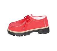 Loafers Women's Platform Lace-Up Shoes, British Lace-Up Boots, Round Toe Loafers, Moccasins, Walking Trainers, Boots, Cowboy Boot, Office Women's Shoes, brick red, 8.5 UK