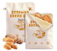 Loafguard Beeswax Bread Bag, 43cm×33cm Beeswax Bread Bags with Natural Bees Wax, Reusable Lined Cotton Storage Bags Airtight Freshness Keeper for Homemade Breads, Bakery Essentials (A)