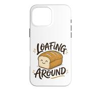 Loafing Around Funny Bread Pun Cartoon Case for iPhone 16 Pro Max