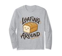 Loafing Around Funny Bread Pun Cartoon Long Sleeve T-Shirt