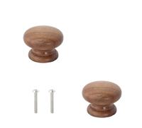 LOAFTWICRE Drawer Knobs 2PCS Wood Knobs Solid Wooden Round Knob and Pull Furniture Door Handles for Cabinet Wardrobe Drawer Cupboard(Color2)
