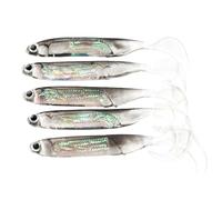 LOAFTWICRE Lure 5Pcs/lot Fishing Soft Bait T Tail Fish Lures Rainbow Color Sequin Swing Spinner(Style3)