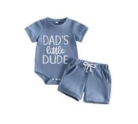 Loalirando Baby Boy Dad's Little Dude Ribbed Outfit Romper & Shorts