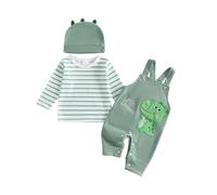 Loalirando Baby Boys 3 Piece Outfit Set Pullover Top Overalls Hat