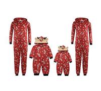 Loalirando Family Matching Christmas Pajamas Set Mom Dad Deer Hoodie Romper Jumpsuit for Sleepwear Nightwear (M, Women)