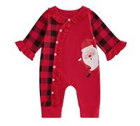 Loalirando Newborn Baby Girls Boys Christmas Santa Claus Romper Jumpsuit Long Sleeve Gingerbread Man Santa Claus Print My First Christmas One Piece Long Xmas Bodysuit (Red, 0-3 Months)