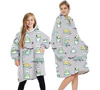 Loalirando Oversized Hoodie Blanket - Fluffy Fleece Oodie for Women Men Kids - Wearable Hooded With Big Pocket - Family Matching (Grey - Sloth, One Size)