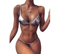 Loalirando Sexy 2 Pcs Bikini Sets for Women UK Summer Micro Bikini Set Women Swimwear Bandage Halter Bra Tie Side G-String Thong Beach Suit Bathing Suit