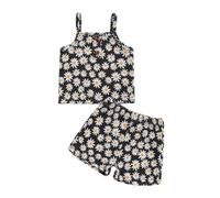 Loalirando Toddler Baby Girl Summer Tracksuit Sleeveless Daisy Print Spaghetti Strap Camisole Vest Elastic Waist Shorts 2Pcs Clothes for Little Girls (Black, 18-24 Months)