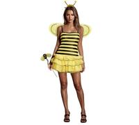 Loalirando Women Sexy Ladybug/Bumble Bee Cosplay Costume Halloween Beetle Fancy Dress Spaghetti Strap Mini Dress Headband Leg Warmers Fairy Wings Role Play Costume Outfits Set (Yellow, S)
