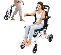 Loamitoy Ultra Light Portable Transport Wheelchair Weight 8kg, Lightweight Transport Travel Chair Support 120Kg, Ergonomic Design,Aluminum Wheelchair for Adults and Seniors White