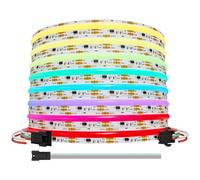 LOAMLIN DC5V Smart WS2811 IC RGB COB LED Strip 16.4FT/5M, 720LED/m 40IC/M 10mm Width High Density Uniform Chasing Color Light DC5V White PCB Flexible Tape Light(No Adapter or Controller)