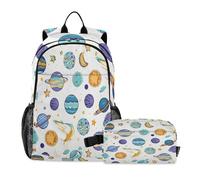 Loancwa 2PcsCosmic Planet Pattern Backpack for Kids, Boys Girls Preschool Backpacks with Lunch Box AgeAutumn school field trip