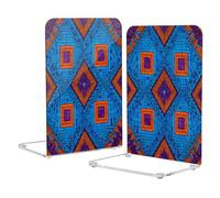 Loancwa Acrylic Bookends, Blue-Purple Patterned Design, 2 Pieces, 5.4 x 4.1 x 8.1 Inches