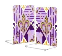 Loancwa Acrylic Bookends, Carnival Pattern, 2 Pieces, Colorful, 5.4 x 4.1 x 8.1 Inches