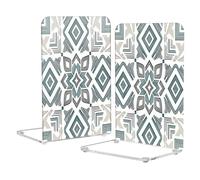 Loancwa Acrylic Bookends, Colorful Bohemian Pattern, 5.4 x 4.1 x 8.1 Inches, Rectangular, Baroque Style, 2 Pack