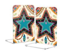 Loancwa Acrylic Bookends, Colorful Bohemian Star Pattern, 8.1 x 5.4 x 4.1 Inches, Baroque Style, 2 Pack