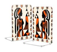 Loancwa Acrylic Bookends, Colorful Brown Pattern, 8.1 x 5.4 x 4.1 Inches, Baroque Style, 2 Pack