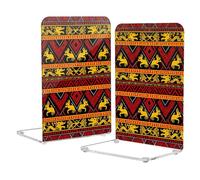 Loancwa Acrylic Bookends, Colorful Ethnic Pattern Design, Rectangular, 5.4 x 4.1 x 8.1 Inches, Baroque Style, Set of 2