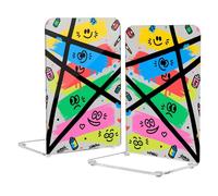 Loancwa Acrylic Bookends, Colorful Fun Emoji Pattern, 2 Pack, 5.4 x 4.1 x 8.1 Inches