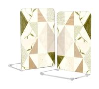 Loancwa Acrylic Bookends, Colorful Geometric Pattern, 2 Pack, 5.4 x 4.1 x 8.1 Inches