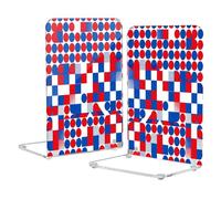 Loancwa Acrylic Bookends, Colorful Geometric Pattern, 8.1 x 5.4 x 4.1 Inches, 2 Pack