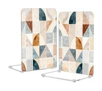 Loancwa Acrylic Bookends, Colorful Geometric Pattern, 8.1 x 5.4 x 4.1 Inches, Baroque Style, 2 Pack