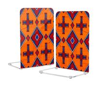 Loancwa Acrylic Bookends, Orange Geometric Pattern, 8.1 x 5.4 x 4.1 Inches, 2 Pack
