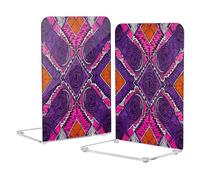 Loancwa Acrylic Bookends, Purple Pattern, 8.1 x 5.4 x 4.1 Inches, 2 Pack