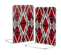 Loancwa Acrylic Bookends, Red Geometric Pattern, 8.1 x 5.4 x 4.1 Inches, 2 Pack